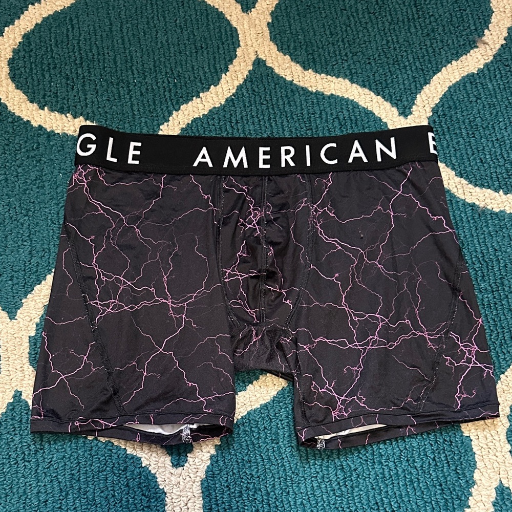 American Eagle Outfitters Black and Pink Lightning Boxer Briefs Size Large